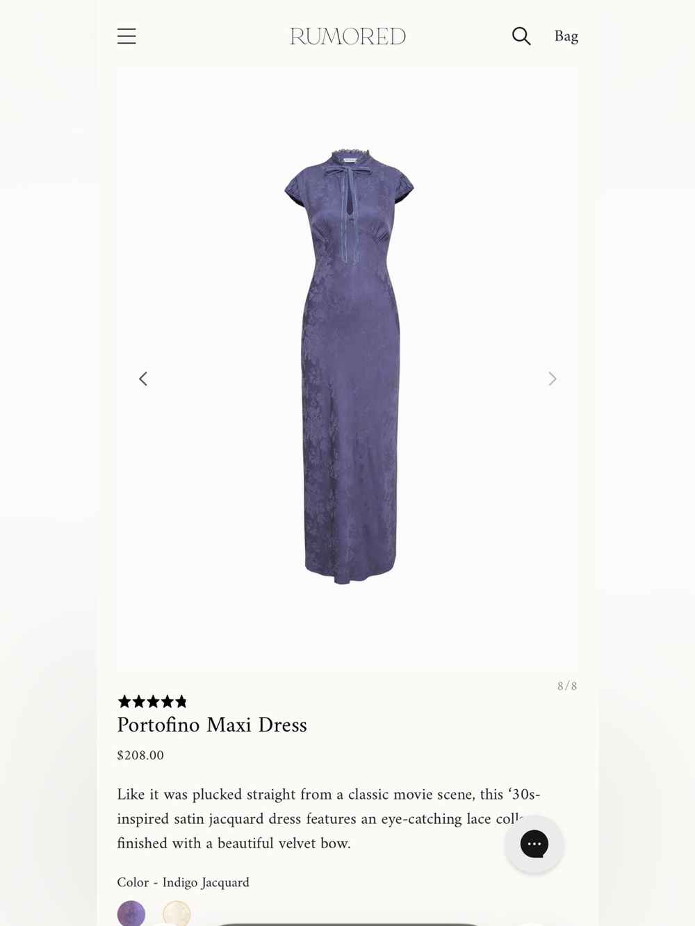 NWOT Rumored Portofino Maxi Dress Indigo Jacquard – Size Medium - Picture 6 of 9